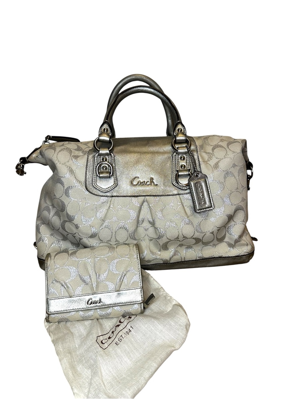 Coach Metallic Signature Satchel and Wallet Set